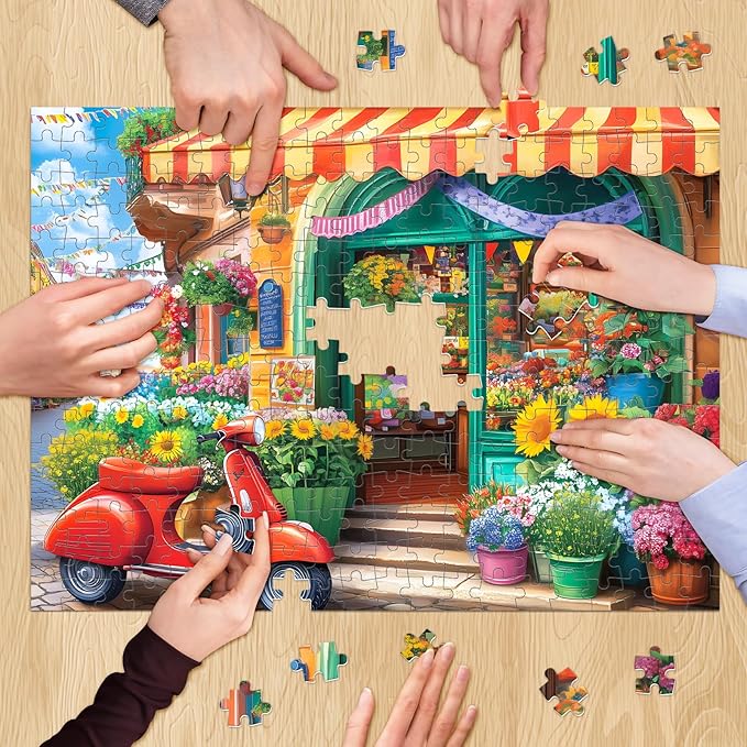 500 Piece Puzzles for Adult, Flower Shop Jigsaw Puzzles 500 Pieces for Adults Kids Senior, Motorcycle Adult Puzzle, Challenging Family Fun Puzzle Activity Game Gift for Friend 20.5 X 15 in