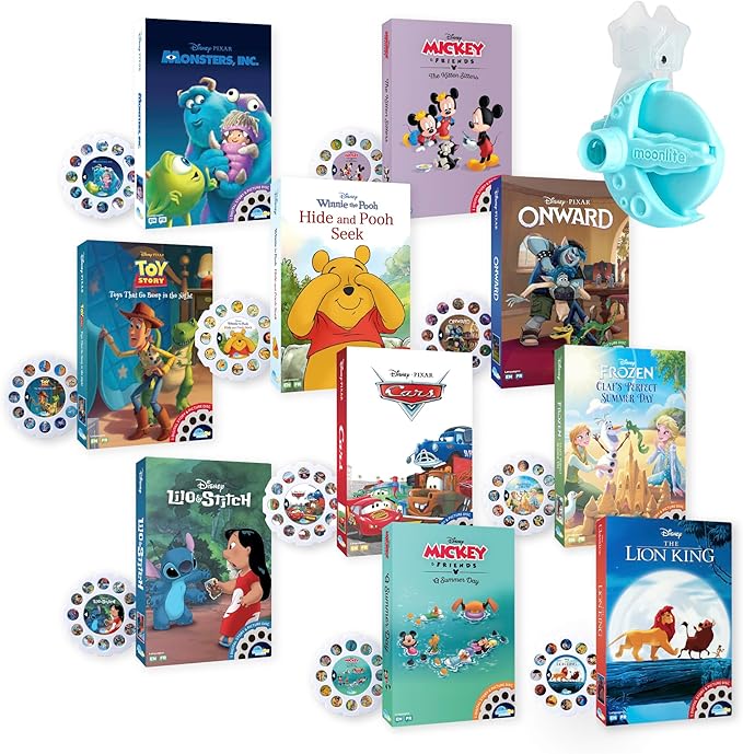 Moonlite Storytime Disney Megabundle with Mini Projector and 10 Classic Bedtime Stories, A Magical Way to Read Together, Digital Storybooks, Fun Sound Effects, Learning Gifts for Kids Ages 1 and Up