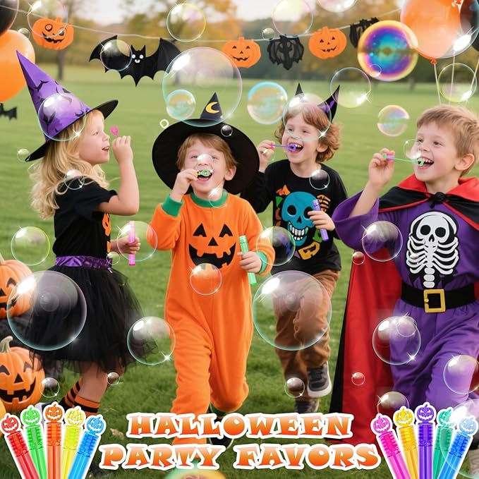 200 Piece Halloween Party Favor Bubbles, Halloween Bubble Wands Bulk for Kids Party Favor Supplies, Trick or Treat Goodie Bags, School Classroom Game Rewards, Halloween Miniatures