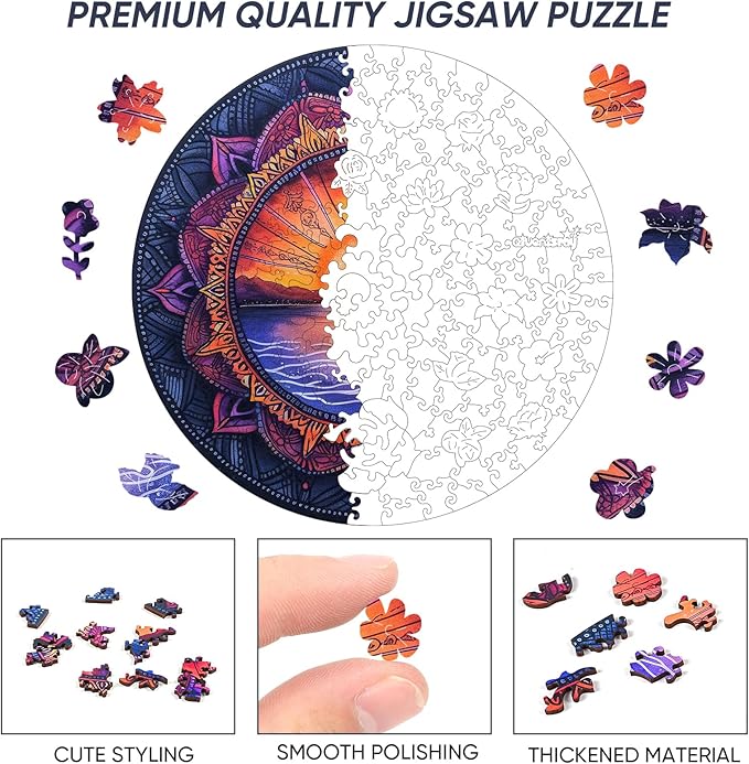 Wooden Jigsaw Puzzles Sunset 500 Pieces, Jigsaw Puzzles for Adults, Unique Shape Animal Adult Puzzles, Irregular Wood Puzzles Best Gift for Adults Family Game(16.7 x 16.7 in)