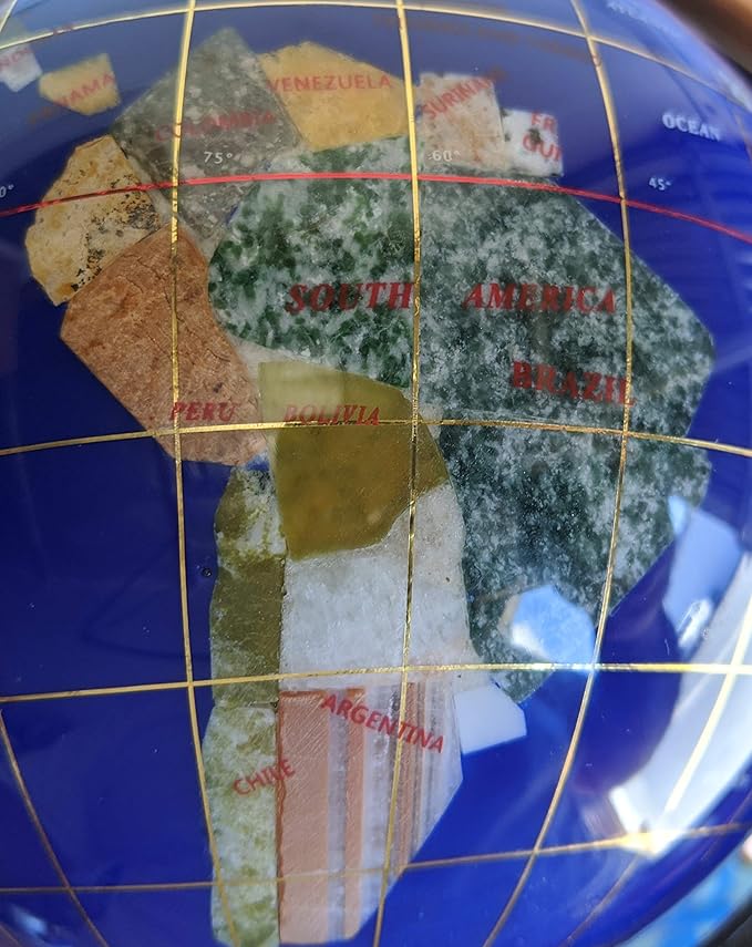 Unique Art 10-Inch Tall Table Top Blue Lapis Ocean Gemstone World Globe with Copper Tripod Stand (BLUE LAPIS)