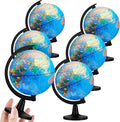 Henoyso 6 Pcs World Globe for Kids 4.6'' Educational Mini Desk Decorative Earth Globes with Black Stand Learning Rotating World Map for Adults Classroom Geography Table Decor