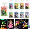 12 Pack Scratch Art Party Favors for Kids - Rainbow Scratch Paper Notebook with Scratch Off Cards Easter Basket Stuffers Birthday Goodie Bags Stuffers with - Return Gifts DIY Classroom Prizes