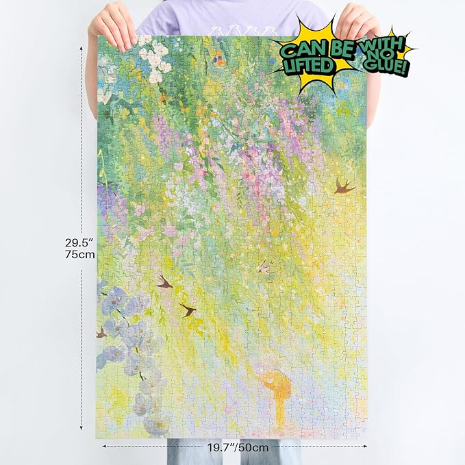 MOMIBOOK 1000 Piece Puzzle for Adults Jigsaw Puzzles of Spring Secret Realm, Twinkle Laminate Painting Image Difficult Challenging Impossible Puzzle Unique Funny Party Christmas Birthday Gifts