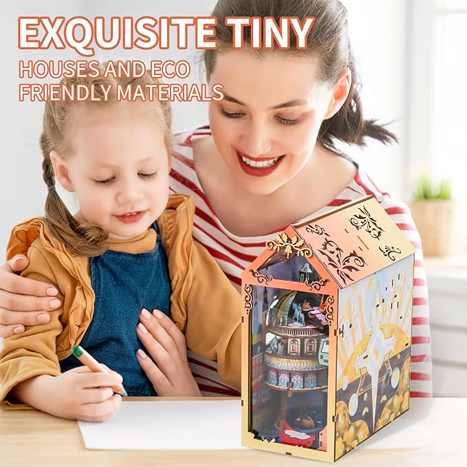 3D Denmark Book Nook Kit, Miniature Dollhouse Booknook Kit, Interactive Wooden Dollhouse kit, Bookshelf Decor Puzzle, Bookend Decor Kit for Adults and Teens