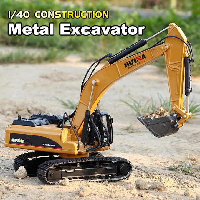 1/40 Scale Metal Excavator Toy, Diecast Construction Equipment Digger Trucks Toys for Boys Kids