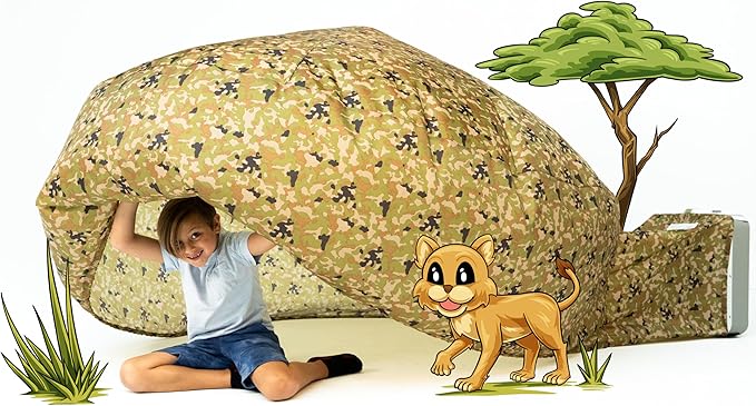 The Original Patented AirFort - Build A Fort in 30 Seconds, Inflatable Fort for Kids, Play Tent for 3-14 Years, A Playhouse Where Imagination Runs Wild, Fan not Included (Jungle Camo)