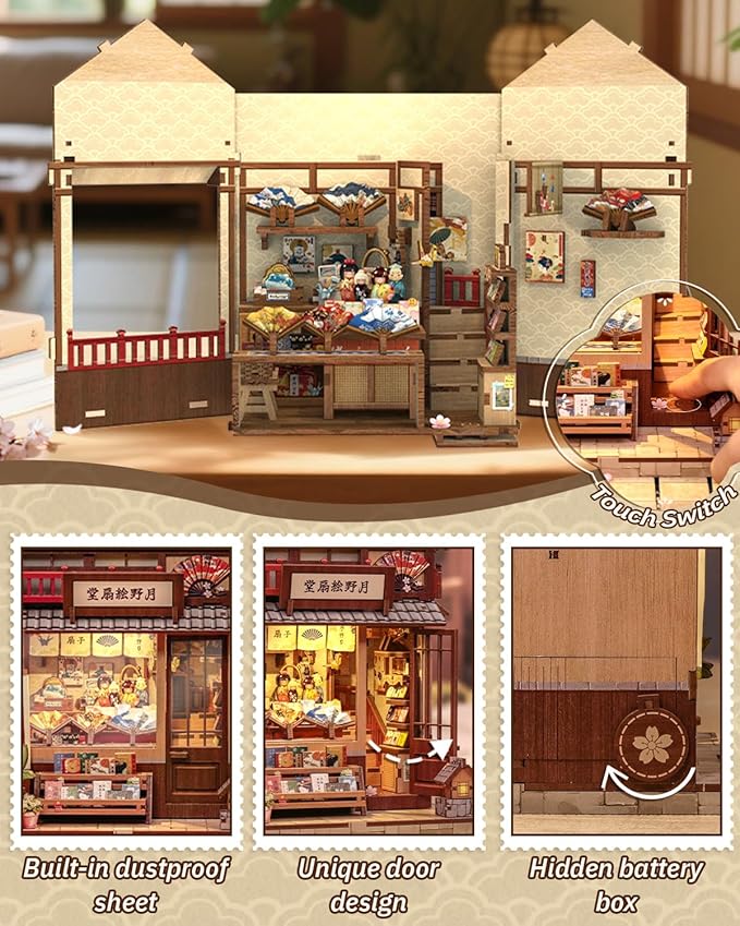 Book Nook Kit, DIY Miniature House Kits for Adult and Teens, Dollhouse Tiny Booknook Garden House Bookshelf, DIY Craft Gifts for Family and Friends (Tsukino Eogi-dou)