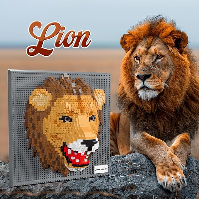 Lion Micro Mini Building Block Sets for Adults, No Compatible with Lego, 3D Animals Wall Art Kits for Home Wall Decor & Table Display, Creative Toy Gifts for Kids Teens Boys Girls (2005 PCS)