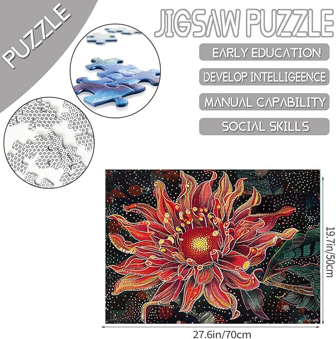 1000 Piece Jigsaw Puzzles for Adults Dahlia Flower Painting Jigsaw Puzzle Floral Patrern 1000 Pieces Puzzles for Challenging Family Activity Game Happy Musical Art Wall Decor DIY Puzzle Gifts