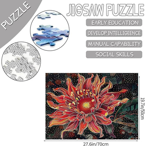 1000 Piece Jigsaw Puzzles for Adults Dahlia Flower Painting Jigsaw Puzzle Floral Patrern 1000 Pieces Puzzles for Challenging Family Activity Game Happy Musical Art Wall Decor DIY Puzzle Gifts