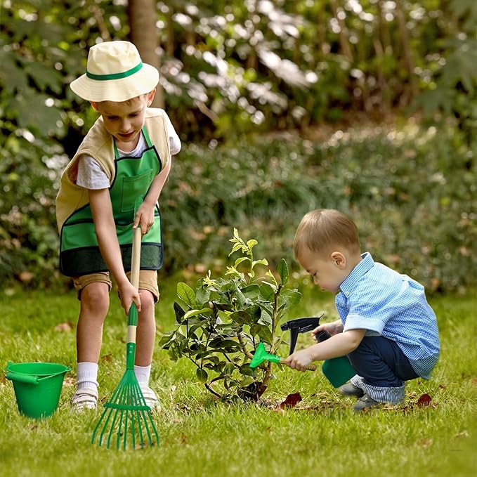 Kids Gardening Tools Set,15Pcs Wheelbarrow Set for Kids with Shovel, Rake, Watering Can Outdoor Backyard Farm Digging Toys, Halloween Christmas Birthday Gifts for Boys Girls
