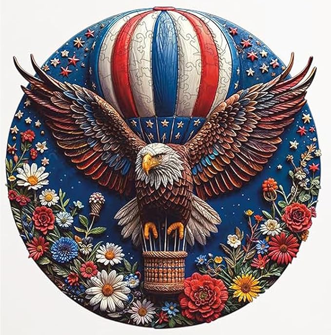 500 Piece Wooden Puzzles, Flower Eagle Jigsaw Puzzles, Royal, Unique Shape Animal Adult Puzzles, Irregular Best Gift for Adults and Kids Family Game (15.1x15.1 in)