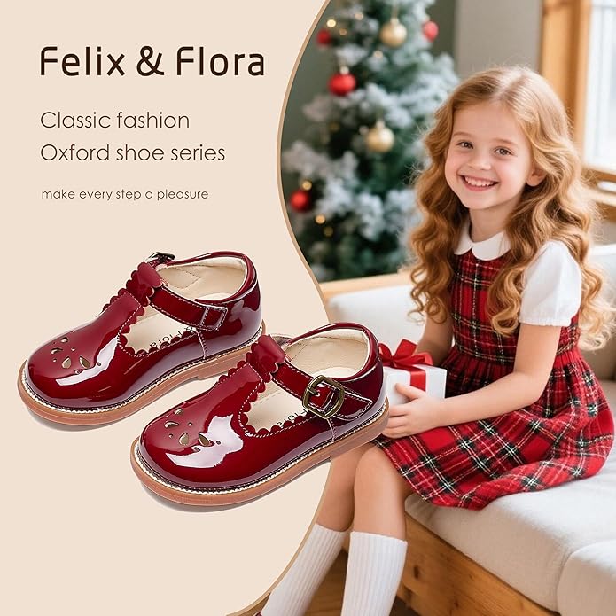 Felix & Flora Toddler Little Girl Mary Jane Dress Shoes - Ballet Flats for Girl Party School Shoes