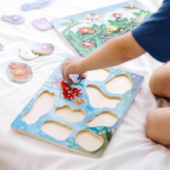 Melissa & Doug Magnetic Wooden Puzzle Game Set: Fishing and Bug Catching