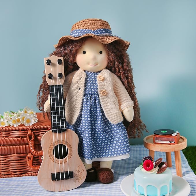 BlissfulPixie Handmade Waldorf Soft Girl Rag Doll Basia 12" - Ideal First Plush Doll for Babies & Toddlers