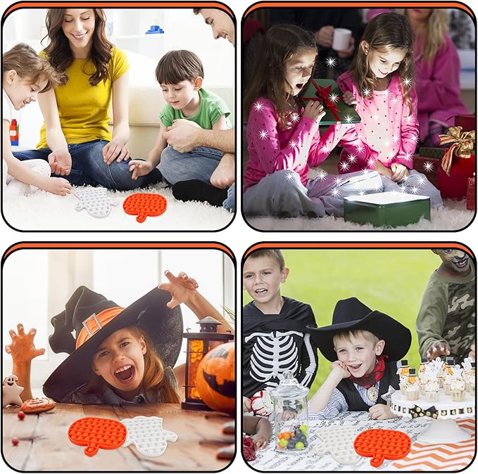 2 PCS Halloween Fidget Toys, Pumpkin Ghost Silicone Bubble Fidget Toys, Stress Anxiety Relief Push Tools for Kids, Adults, Halloween Party Favors
