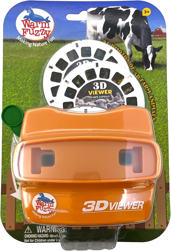 WARM FUZZY Toys 3D Viewfinder (Farm) - Viewfinder for Kids & Adults, Classic Toys, Slide Viewer, 3D Reel Viewer, Retro, Vintage Toys with 3 Reels - Contains 21 High Definition 3D Images