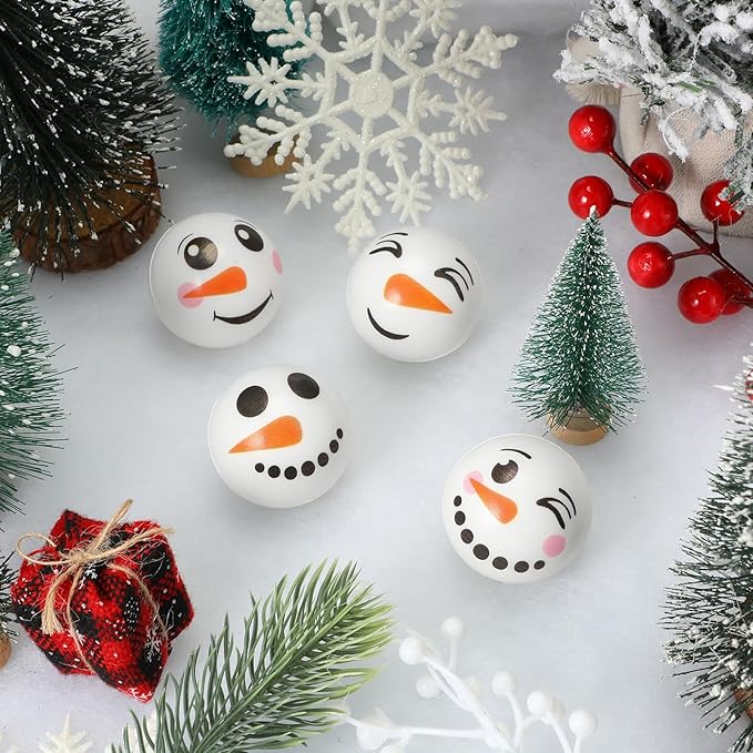 Jerify 60 Bulk Snowman Ball Christmas Snowman Stress Toys First Snowball Fight Snowmen Balls Sensory Stress Relief Toys Christmas Winter Party Favors Bag Filler Stocking Stuffers Gifts for Boys Girls