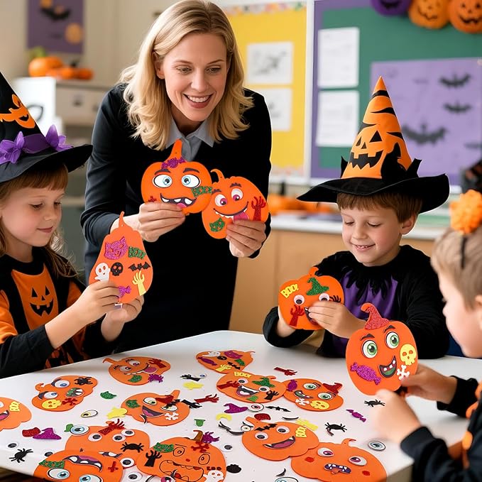 OCHIDO 312 PCS Halloween Crafts for Kids, DIY Foam Pumpkins for Craft Bulk, Halloween Arts and Crafts for Party Favors Supplies, Halloween's Decorations, Classroom Craft Activities