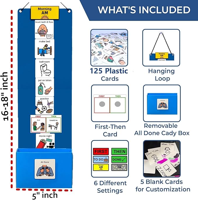 Visual Schedule for Kids – 133 Durable Plastic Picture Cards with Soft Loop Coins | Daily Routine & Chore Reward Chart for Home, School, Autism, ADHD & Special Needs Behavior Support