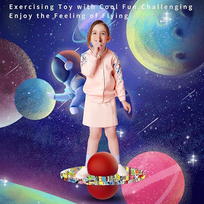 Pogo Ball for Kids & Adults Up to 200lb, Balance Coordination Trick Bounce Board Pop Ball Cool Fun Challenge Indoor Outdoor Toys Pogo Jumper Birthday Gifts for Boys Girls Halloween