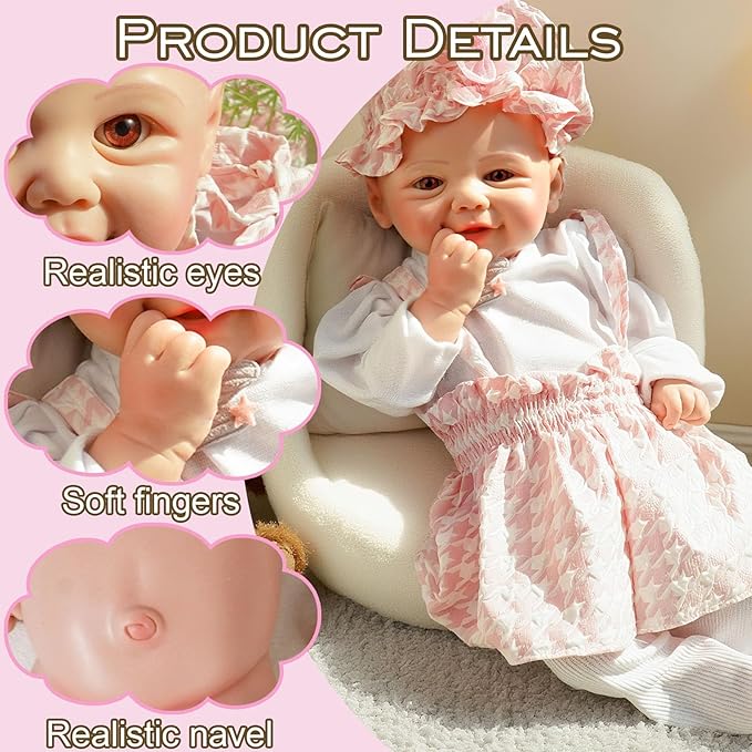 Full Silicone Baby Dolls,16.65 in Silicone Realistic Newborn Baby Doll, Non Vinyl 1:1 Lifelike Reborn Sleeping Dolls (Bella-Ivory)