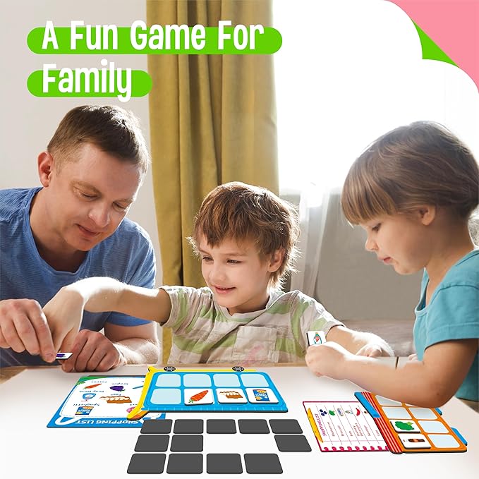 Magnetic Shopping List Game, Funny Groceries Matching Memory Game, Race to Collect Your Items Educational Toy for Boys & Girls at Home