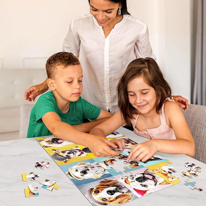 Puzzles for Kids Ages 6-8 8-10 10-12 Year Old and Seniors- Cute Dogs Portrait Jigsaw Puzzle- 100 Piece Puzzles Colorful Children Puzzles Educational Toys Puppy Animal Puzzle as Home Decor