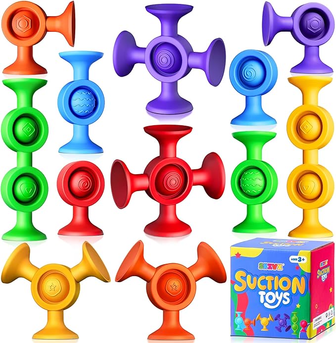 Baby Bath Toys Suction Toy - Toddler Bath Toys for Kids Ages 3+ Suction Cup Toys Sensory Fidget Toys Mold Free Bathtub Toys Window Airplane Travel Toys Christmas Stocking Stuffers for Boy Girl Gifts