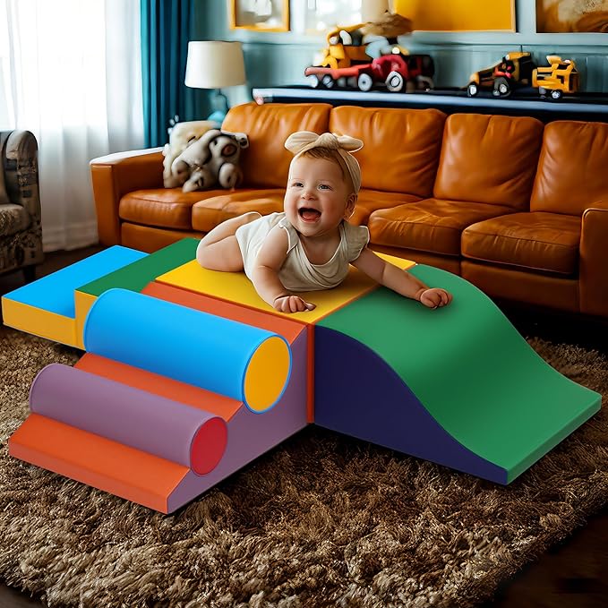 TOLEAD Toddler Foam Climbing Set Indoor - Kids Climb & Crawl Soft Activity Playset - Toddler Climber Gymnastics Equipment for Walking in Balance