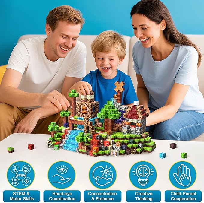 Magnetic Blocks 150PCS, Magnetic Building Blocks, STEM Magnet Blocks Cubes for Kids Age 3-5 4-8 8-12, Sensory Stacking Toy Christmas Birthday Gifts for Boys Girls