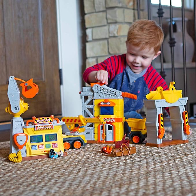 Fat Brain Toys Construction Site Playset - Multilingual Imaginative Play, Ages 3+