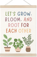 Koesus Boho Mental Health Wall Art Poster Hanger Frame 12x16 Inch, Let's Grow Bloom Root for Each Other Canvas Pictures Prints Framed Wall Decor for Classroom Therapy School Counselor Office