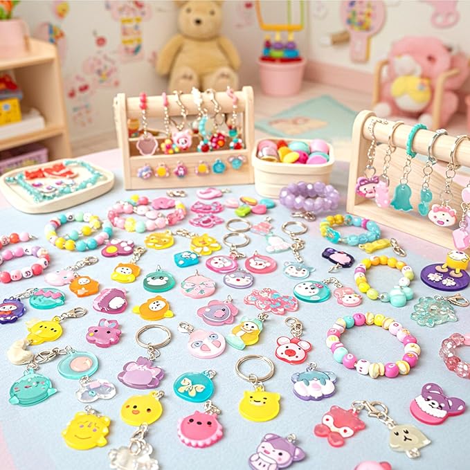 Auihiay 198 Pieces Shrink Plastic Kit Includes 20 Sheets Shrink Papers, Hole Punch, Keychain Accessories and Pencils for Shrinky Art and DIY Keychain Making Easter Mother Day Ornament