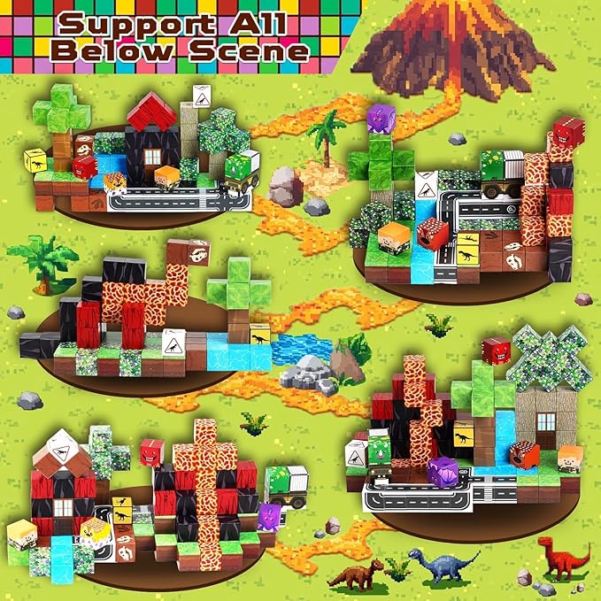 100PCS Magnetic Building Blocks - Stacking Magnets for Kids, Sensory Toy for Toddlers STEM Learning, Birthday Gifts for 3-10 Years Old Boys Girls, Magnetic Blocks for kids ages 5 6 7 8 9 10