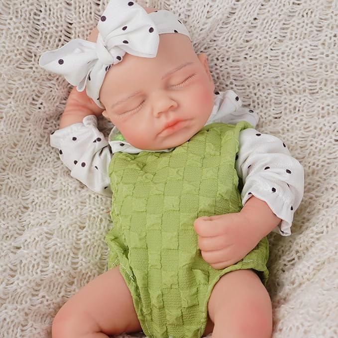 Girl 12.2 Inch, Full Silicone Baby Doll, Realistic Baby Dolls, Realistic Veins & Sleeping Pose, Not Vinyl, Reborn Baby Dolls Silicone Full Body, Gift Set