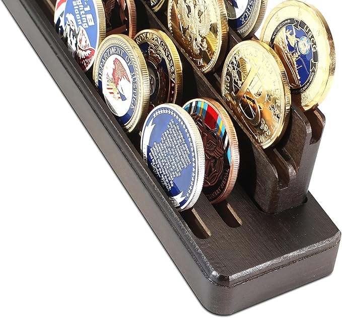 Display coin holder - 4 Rows challenge coin display coin holder(Coins not included) - Military Coin Display Stand