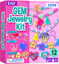 EZCRA Bracelet Making Kit for Kids 4-6 - 12 DIY Jewelry Craft Set with Beads, Gem Stickers and Charms for Girls Ages 5-8 - Easy DIY Bracelet Kit, Gift for Girls