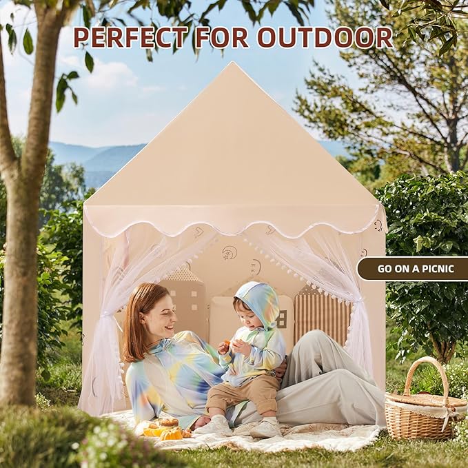 Kids' Play Tents Children's Play Tent Neutral Color Boys Girls Playhouse Toddler Indoor Secret Base Outdoor Camping Toy House Children's Birthday