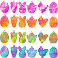 24Pcs Easter Mini Fidget Sensory Pop Toys for Kids, Mini Pop Keychains Easter Basket Stuffers Gifts Party Favors Fidget Toy, Silicone Pop Toys for Kids Anxiety Stress Reliever for Adult