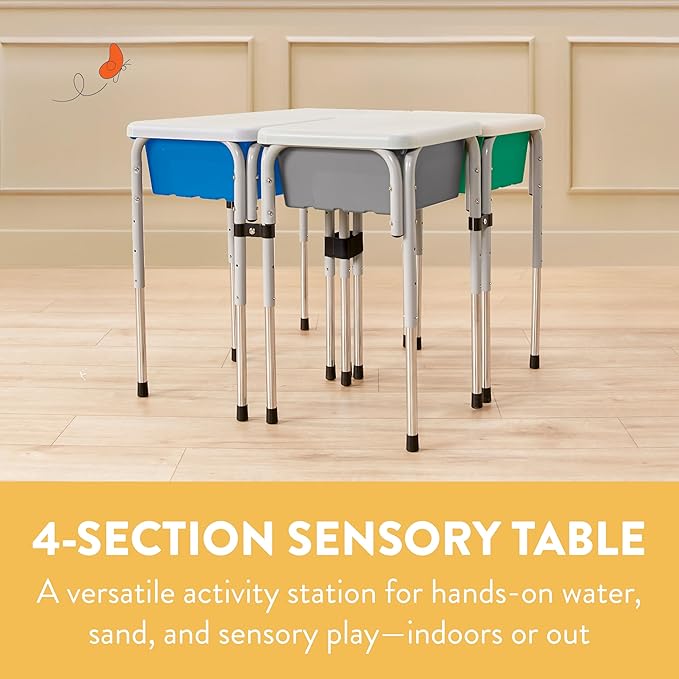Quad Sensory Tables with Lids, Adjustable Table, Contemporary