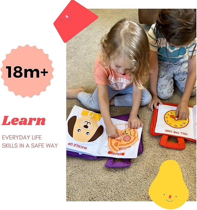 My Quiet Book - Toddler Travel Essential, Car Plane Activity Books, Montessori Busy Board Book, Airplane Toys for Toddlers 1-3, Gifts for 1 2 3 4 Year Old Girl, Birthday Gifts Toys Age 2-4