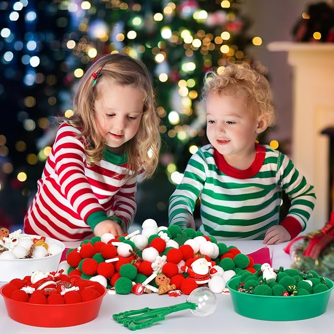 170 Pcs Christmas Sensory Bin Items Christmas Miniature Figurines Counting Sorting Sensory Bin Filler Xmas Resin Fine Motor Red Green Counts for Xmas Counting Decor