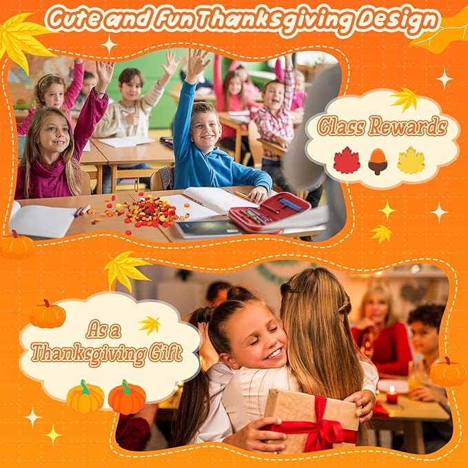 JUNEBRUSHS Fall Mini Cute Thanksgiving Mini Eraser Bulk Set of 150 Pcs, Maple Leaf Novelty Pencil Eraser Pack for Kids, Homework Rewards, Party Favors
