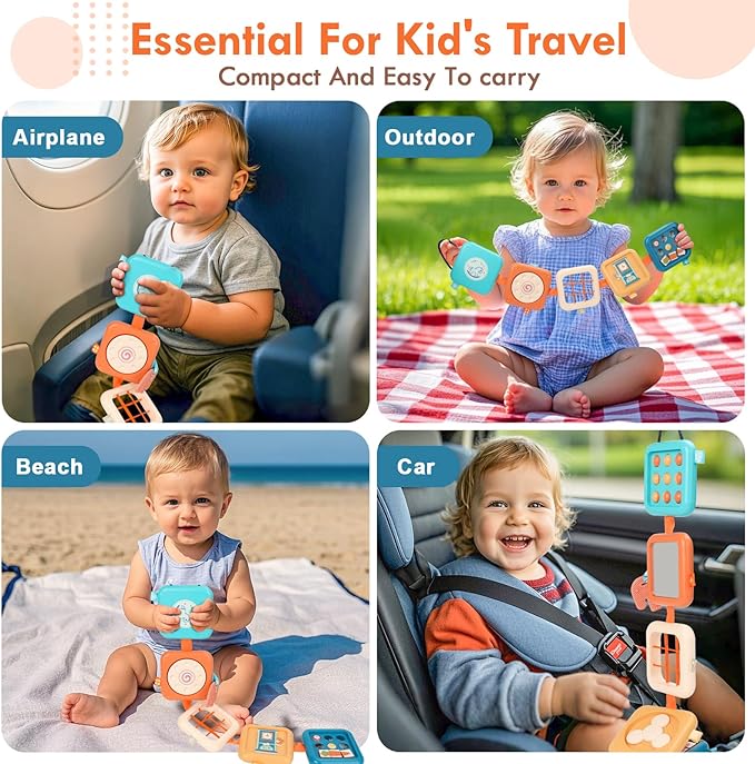 Busy Board for 1 Year Old, Montessori Toys for 1 2 Year Old Boy Girl Birthday Gifts, 8 in1 Travel Sensory Toys for Toddlers 1-3 Fine Motor Learning Baby Toy 12-18 Months, Toddler Stocking Stuffers