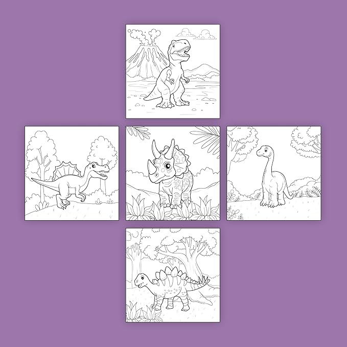 ArtPops Coloring Boxes – Pop-Up Pre-Printed Coloring Box Set – DIY Wall Art Kit for Kids – Eco-Friendly, Easy to Hang, No Frame Needed – 5-Pack, Dino Friends