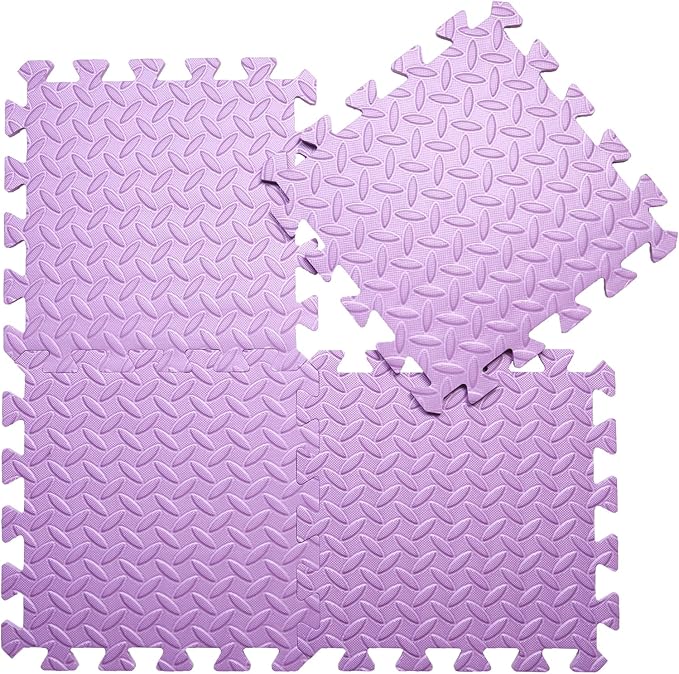Coolcandy Foam Play Mat, 12"x12" Square Tiles - Non-Toxic, Soft, Thickened, Interlocking - Toddler Playmat for Playing, Exercise (Purple, 16 Tiles)