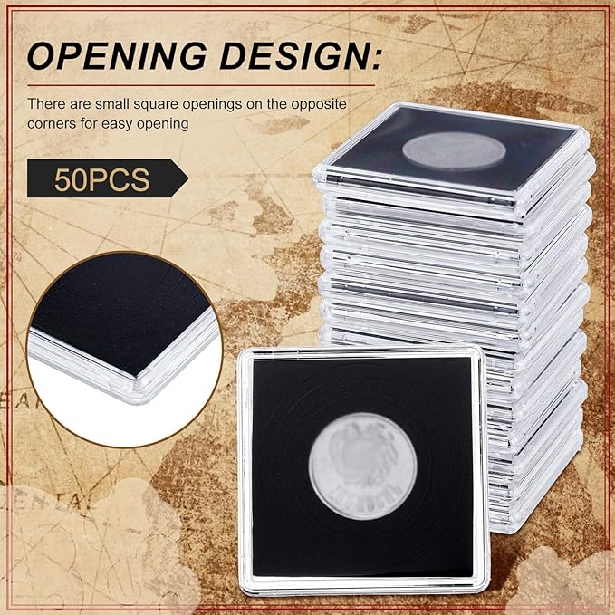 Vicenpal 100 Pcs Silver Dollar Coin Holder Clear Coin Capsules with Foam Gasket Acrylic Organizer Morgan Dollar Collection Case Display Box Plastic Storage Protectors 20/25/30/35/40mm