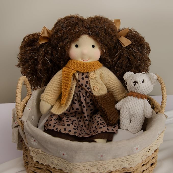 BlissfulPixie Ballerina 12" Waldorf Doll - Handmade Personalized Collectors Rag Doll for Kids Birthday Present with Beautiful Present Box
